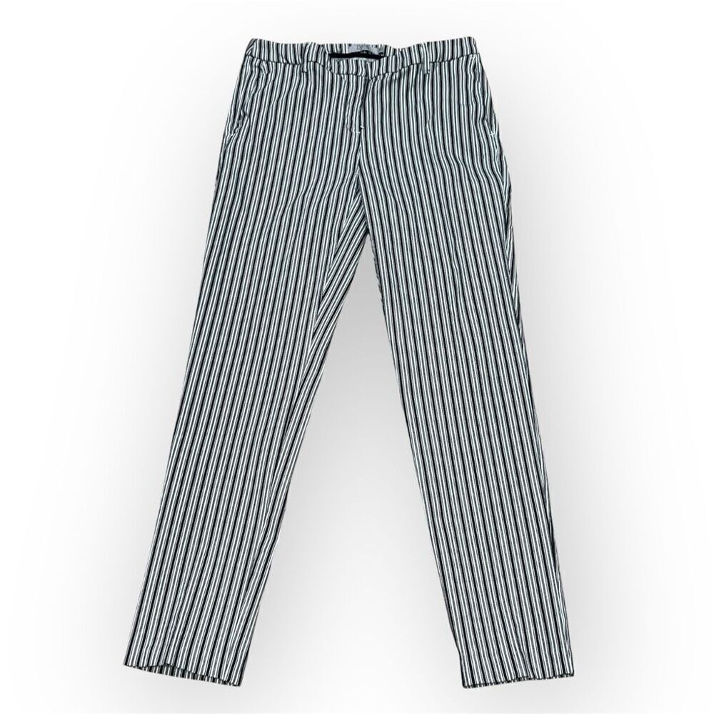 Dalia, Straight Leg Striped Pants, Fitted Stretch Casual Trousers, Women’s 6